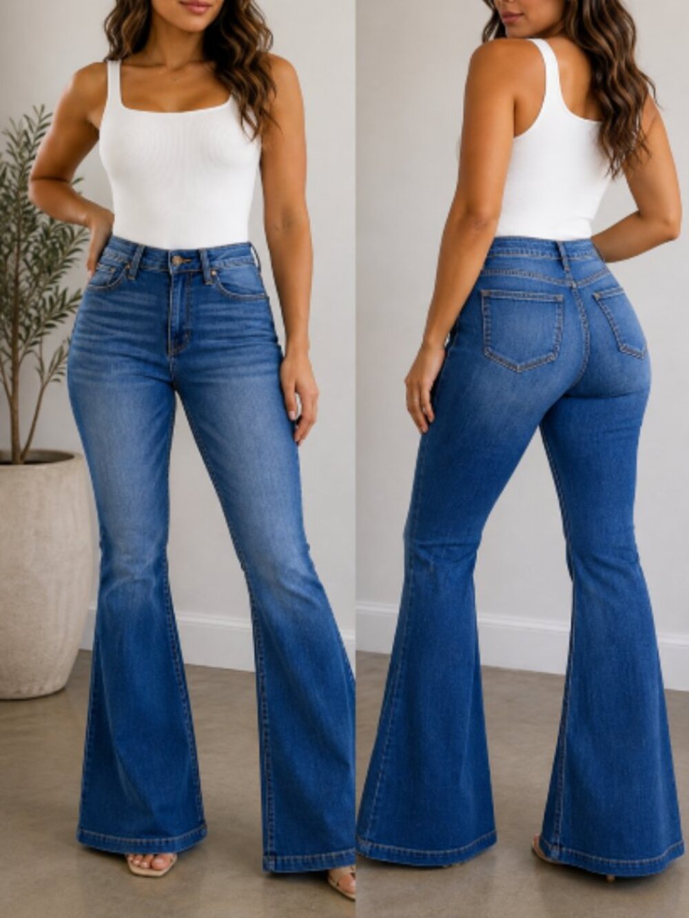 Vigoss High Rise Flare Jeans Size 28 Medium Wash Stretch Denim